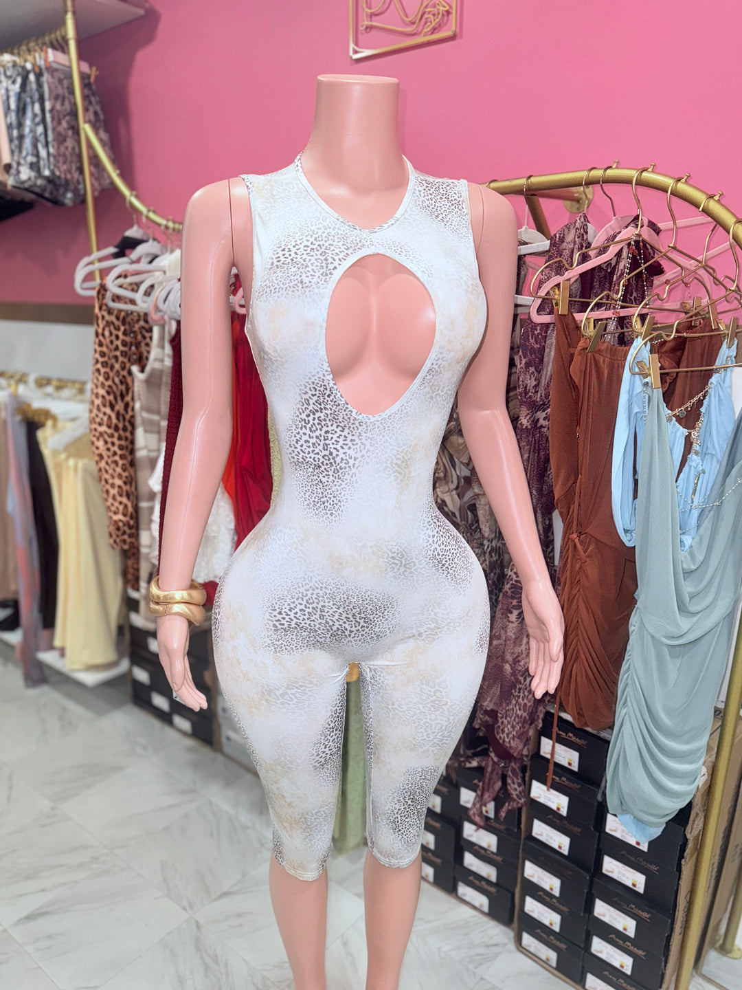 Cheetah Cutout Capri Jumpsuit