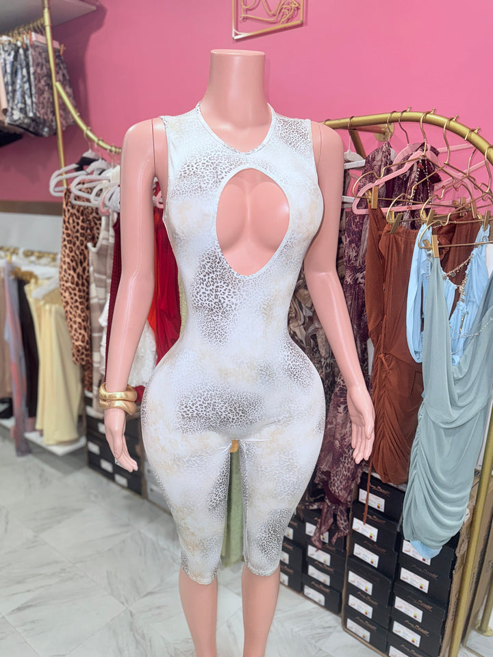 Cheetah Cutout Capri Jumpsuit