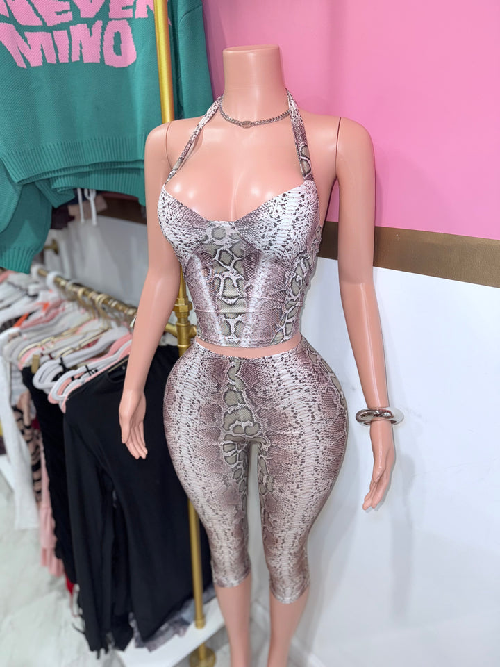 Venom Snakeskin Print Capri Set
