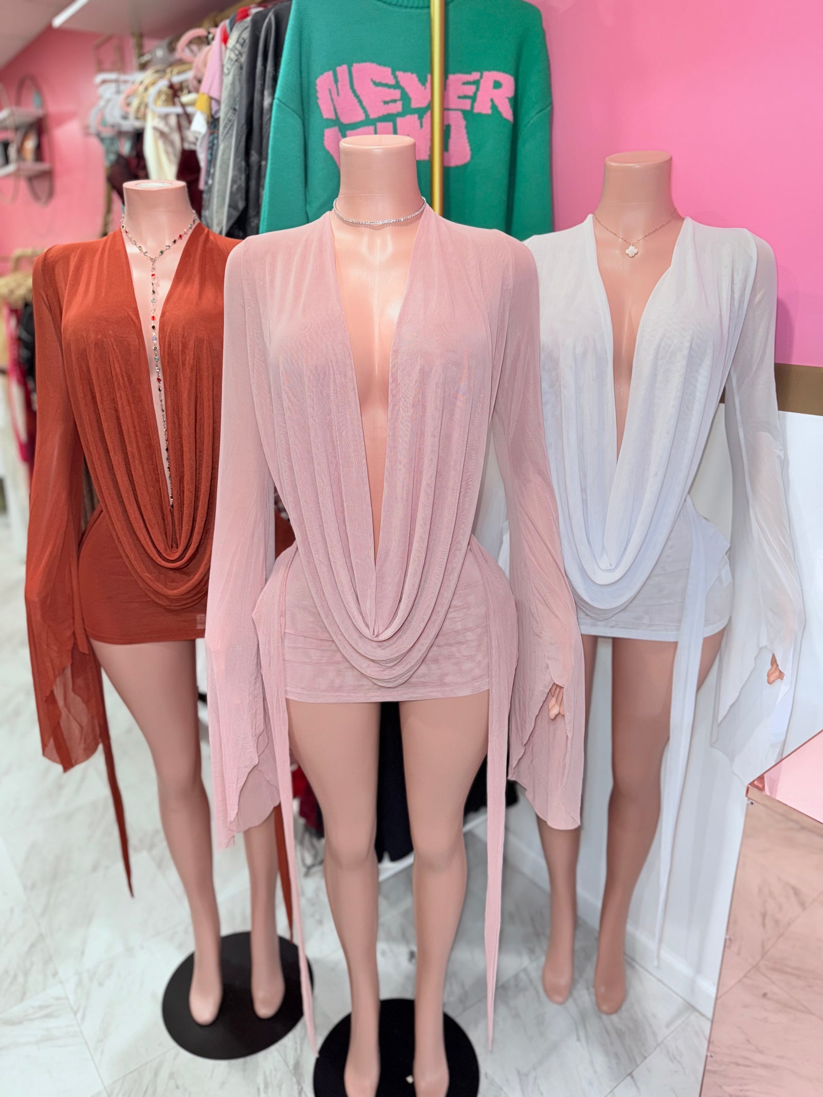 Angel Mesh Cowl Dress