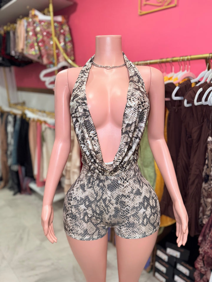 Majestic Cowl Romper (snakeskin)