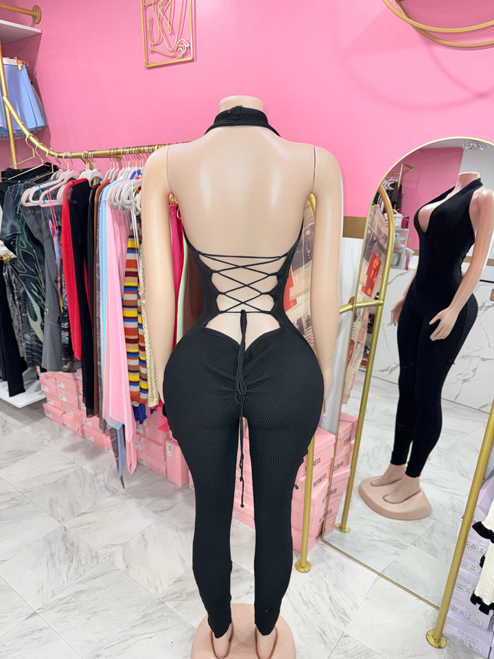 Backless Ribbed Jumpsuit