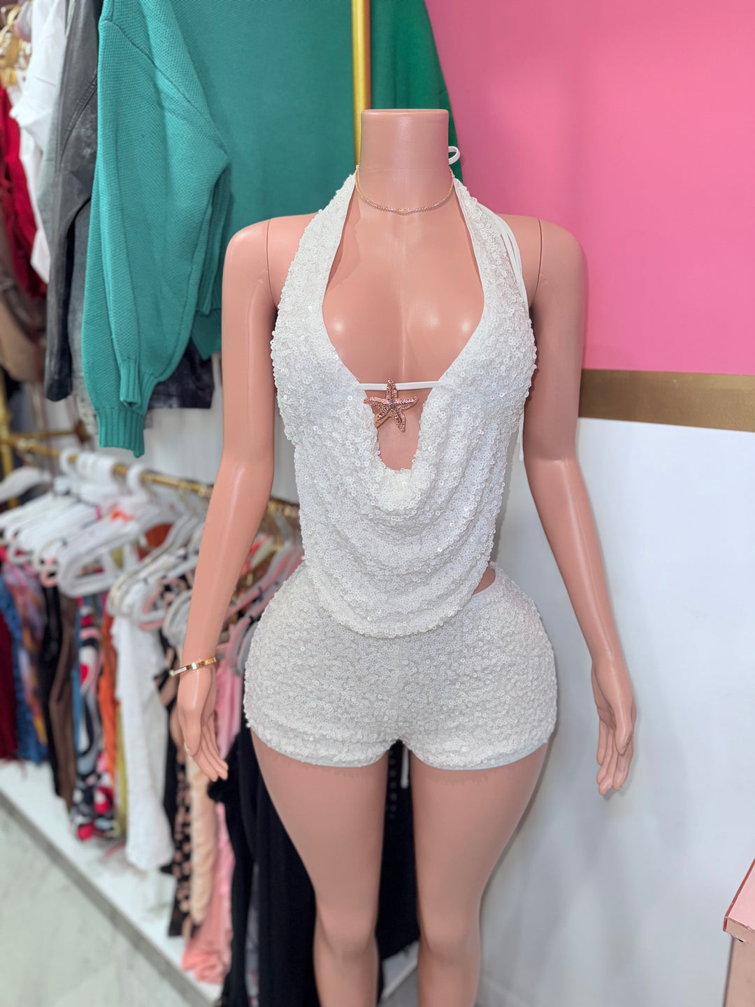 Isis Sequins Halter Short Set