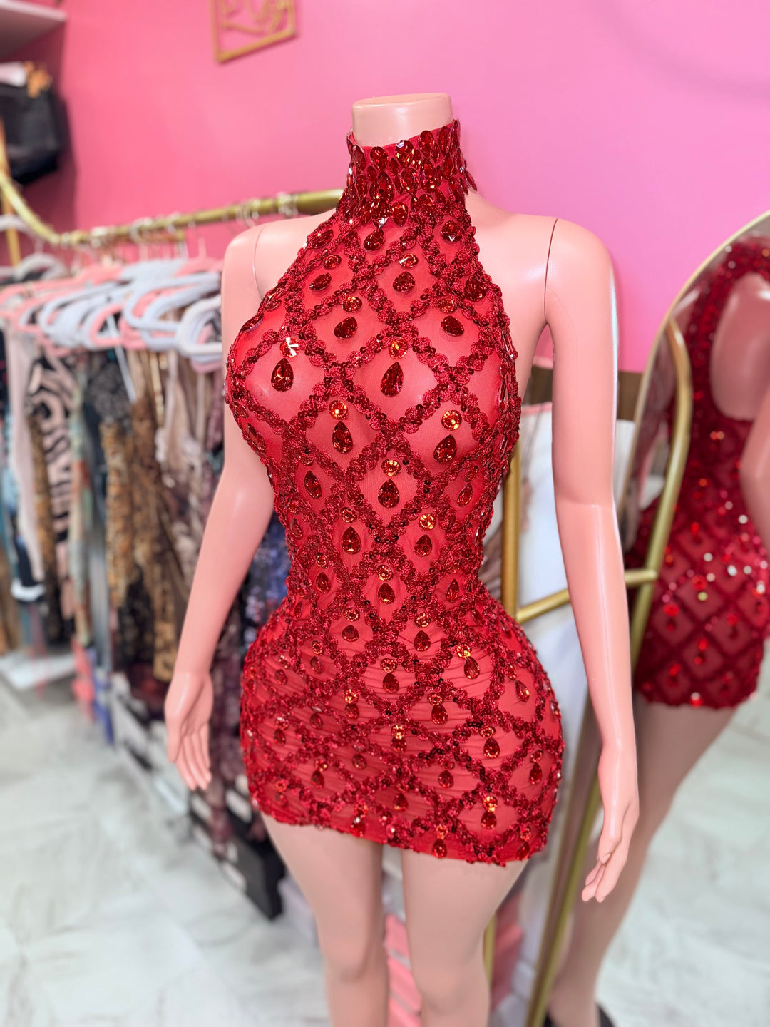 Xenia Rhinestone Mini Dress