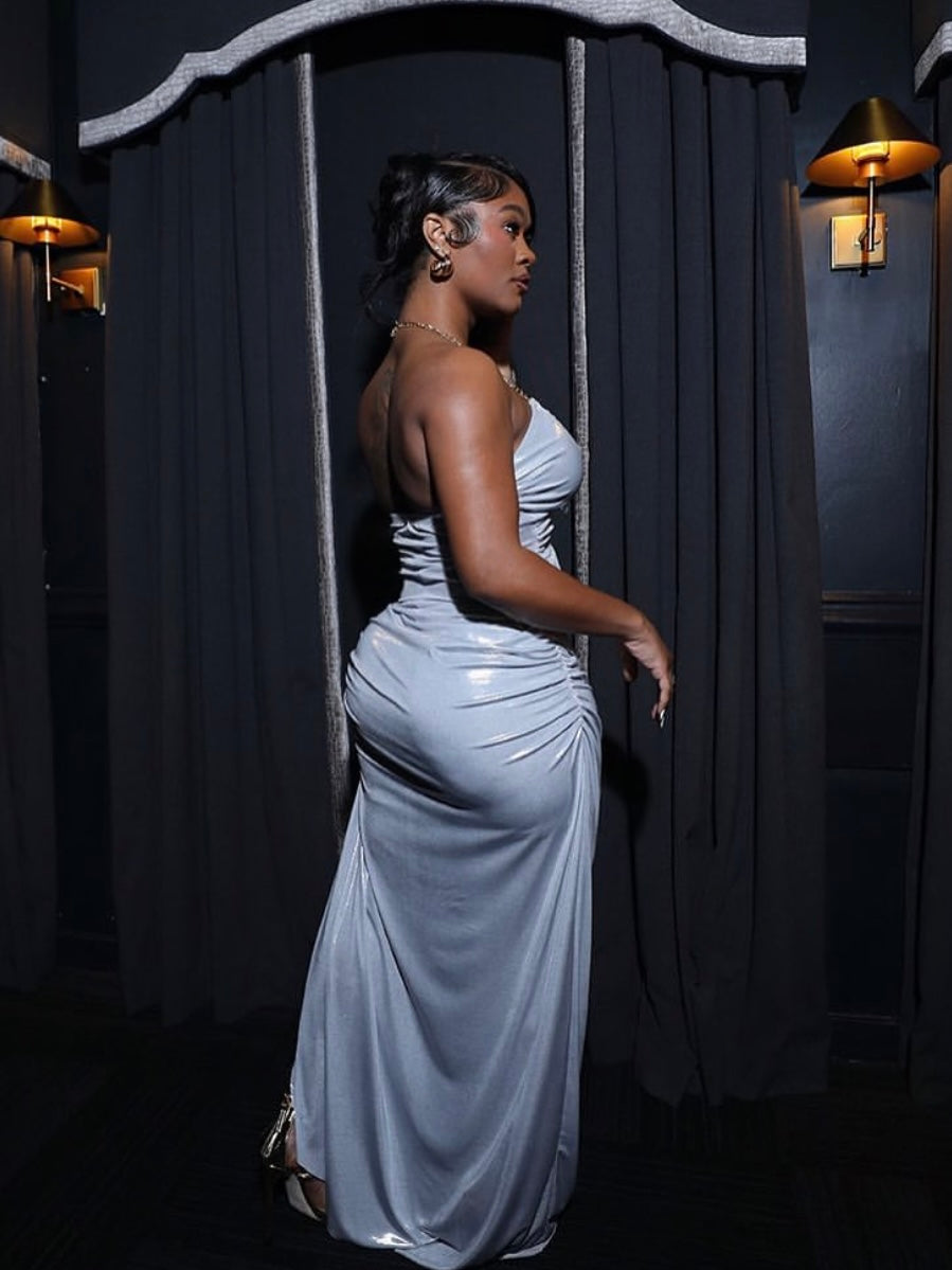Silver Glam Maxi Dress