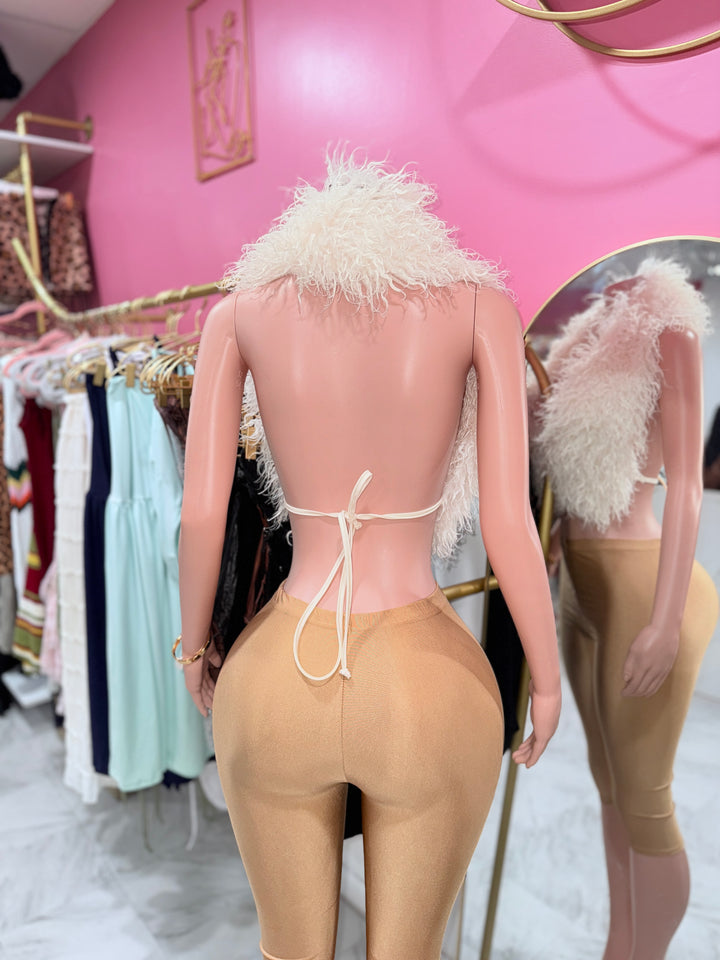 Cropped Mongolian Fur Top