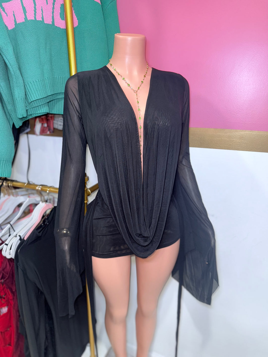 Angel Mesh Cowl Dress