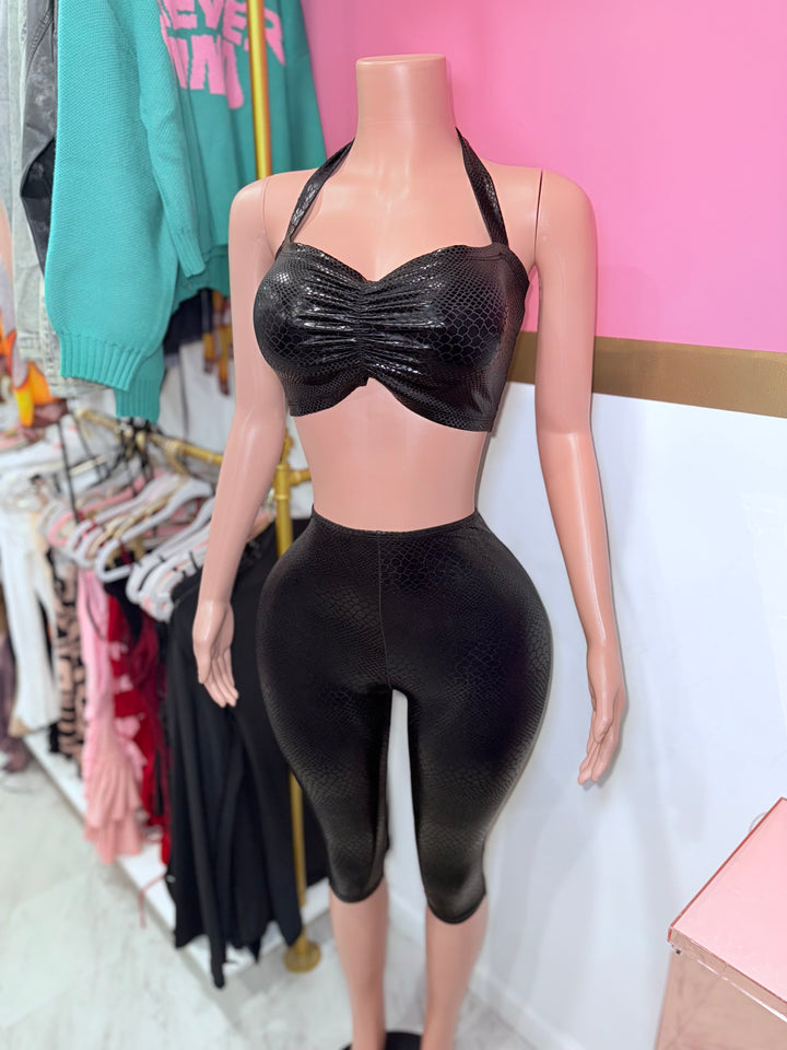 Cobra Leather Capri Set