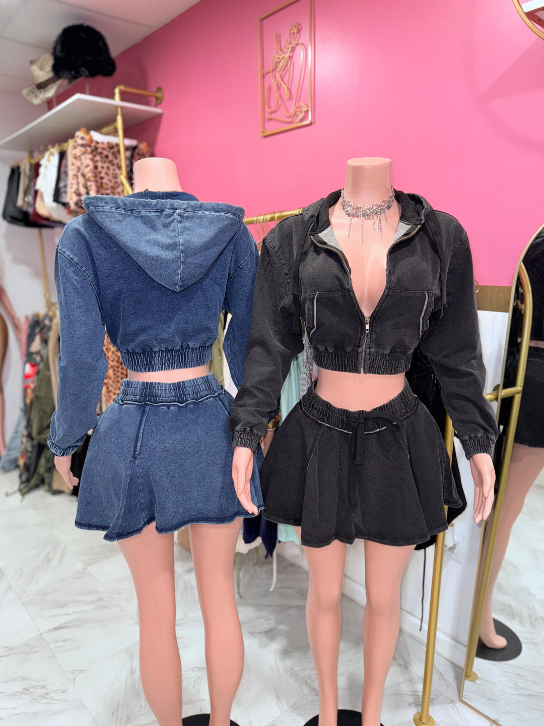 Cropped Hoodie Skirt Set