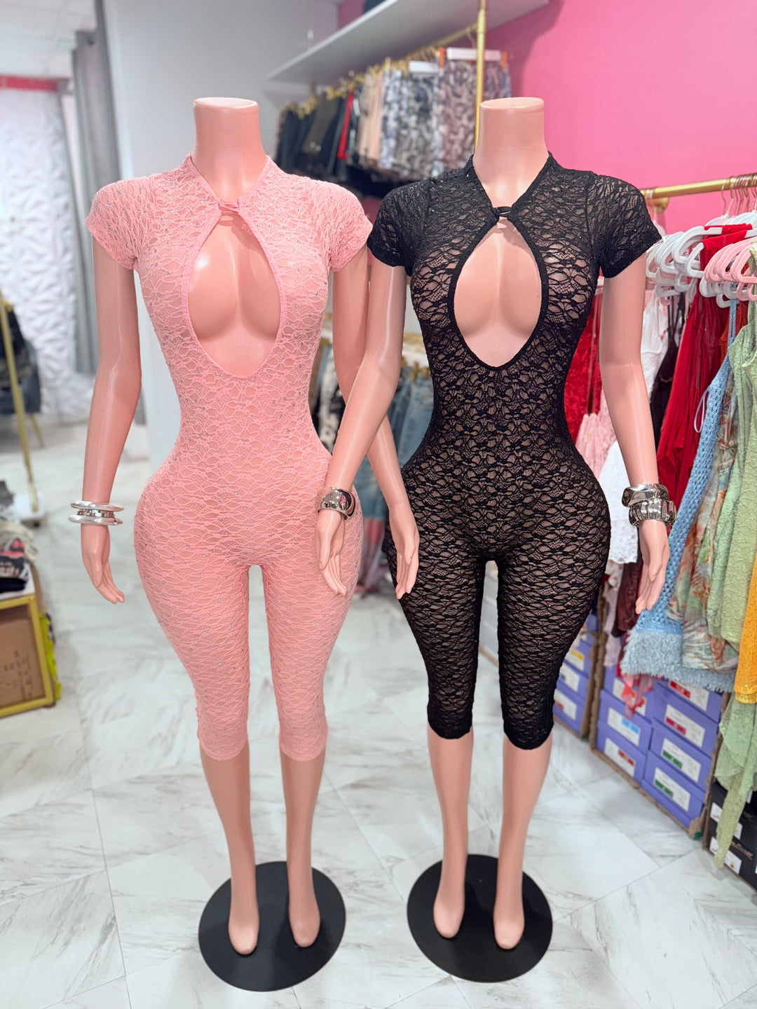 Crystal Lace Capri Jumpsuit