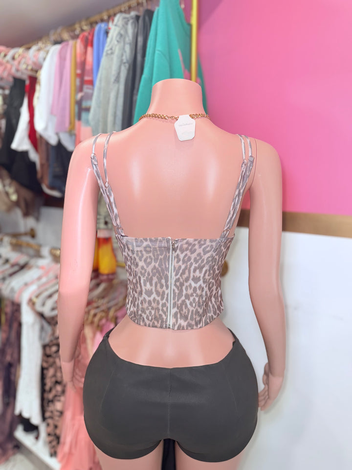 Kitti Mesh Print Bustier Top