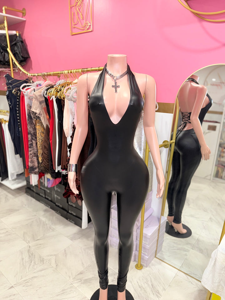Faux Leather Jumpsuit