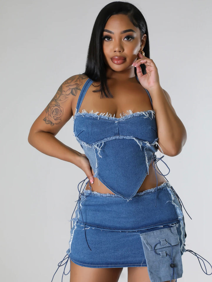 Nene Denim Skirt Set