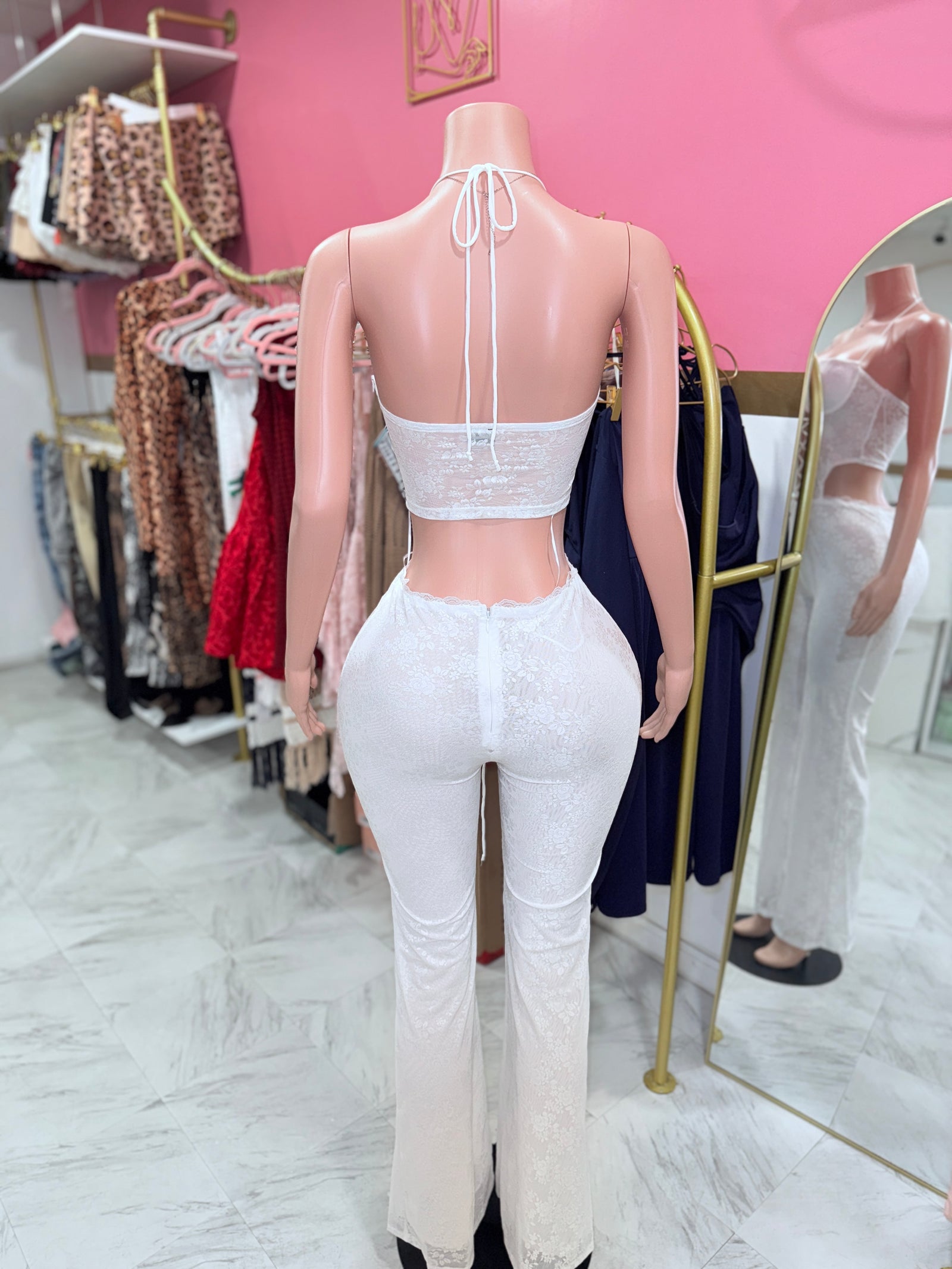 Cutout Lace Halter Jumpsuit