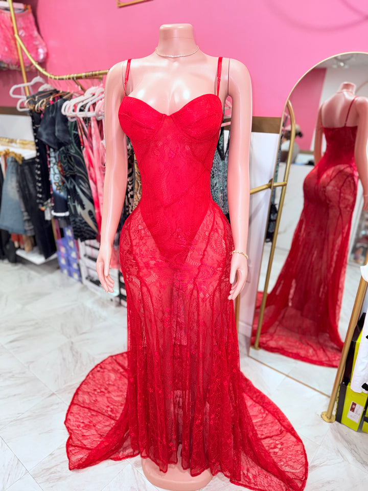 Rouge Lace Maxi Dress