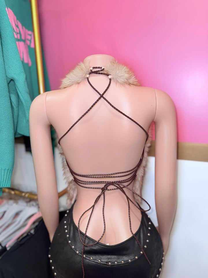 Faux Fur Halter Top