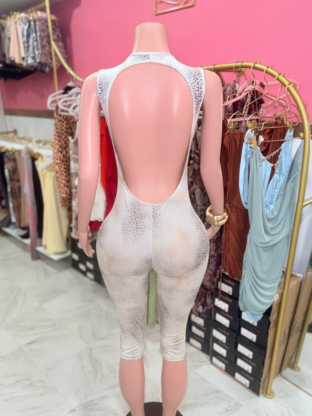 Cheetah Cutout Capri Jumpsuit