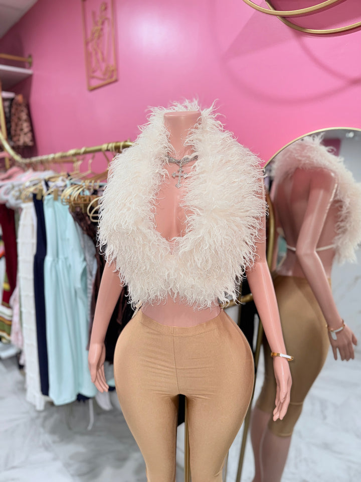 Cropped Mongolian Fur Top