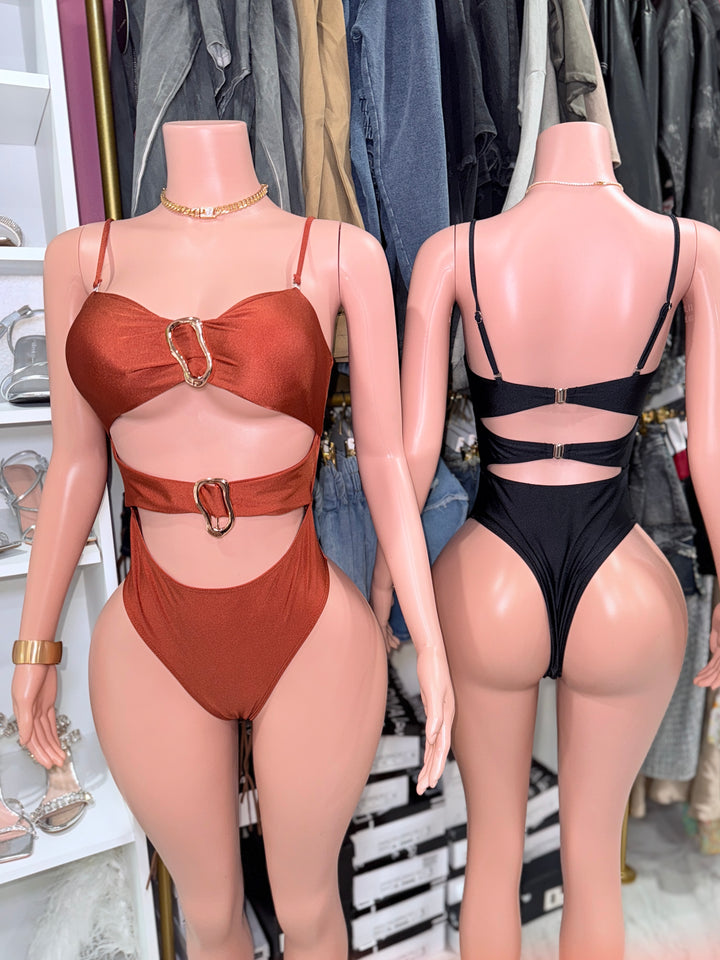 Golden Cutout Swimsuit