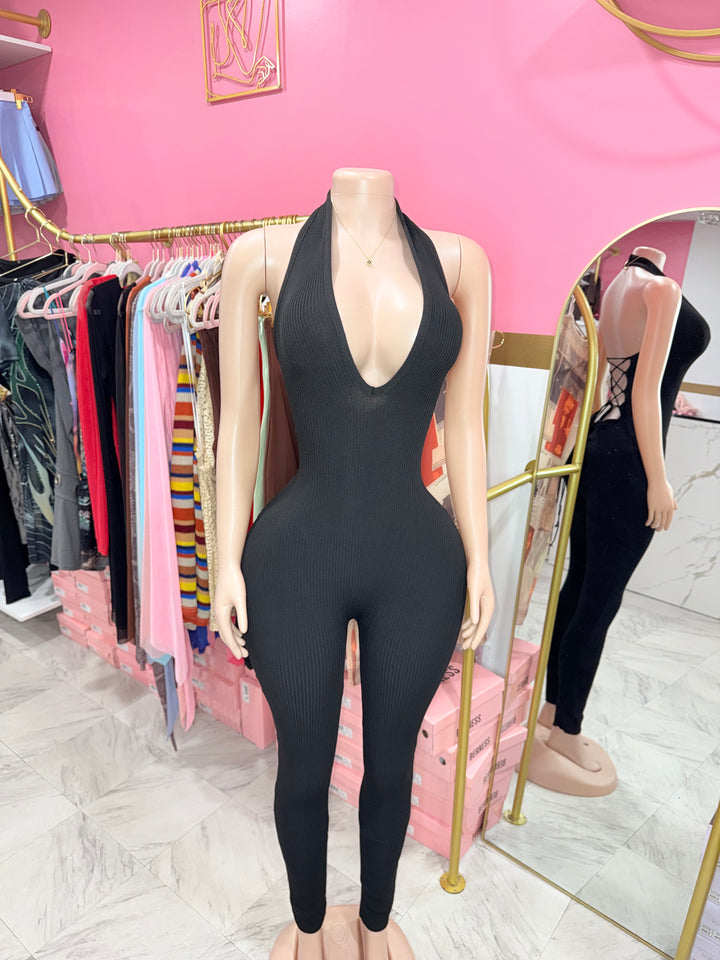 Backless Ribbed Jumpsuit