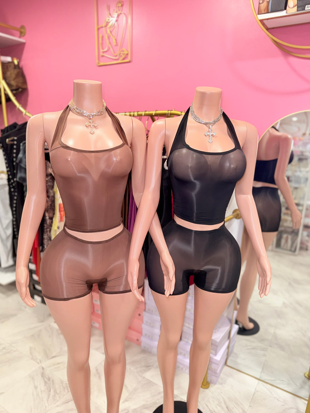 Nude Bodystocking Short Set