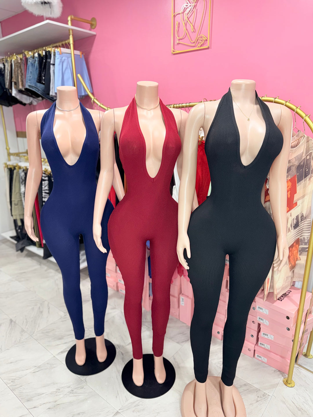 Backless Ribbed Jumpsuit