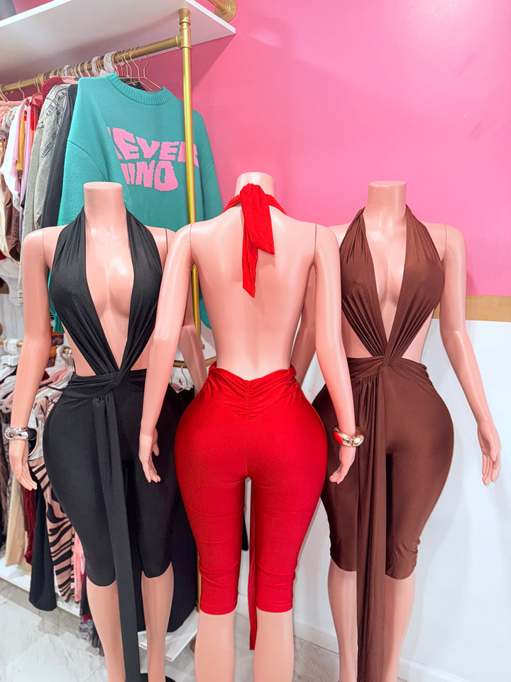 Lux Halter Capri Jumpsuit