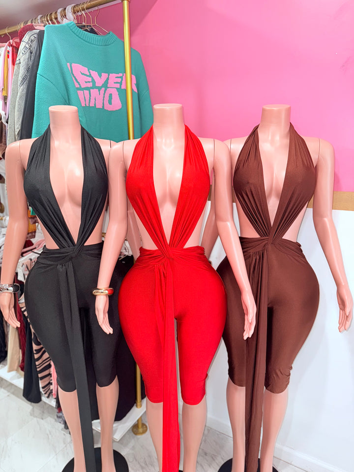 Lux Halter Capri Jumpsuit