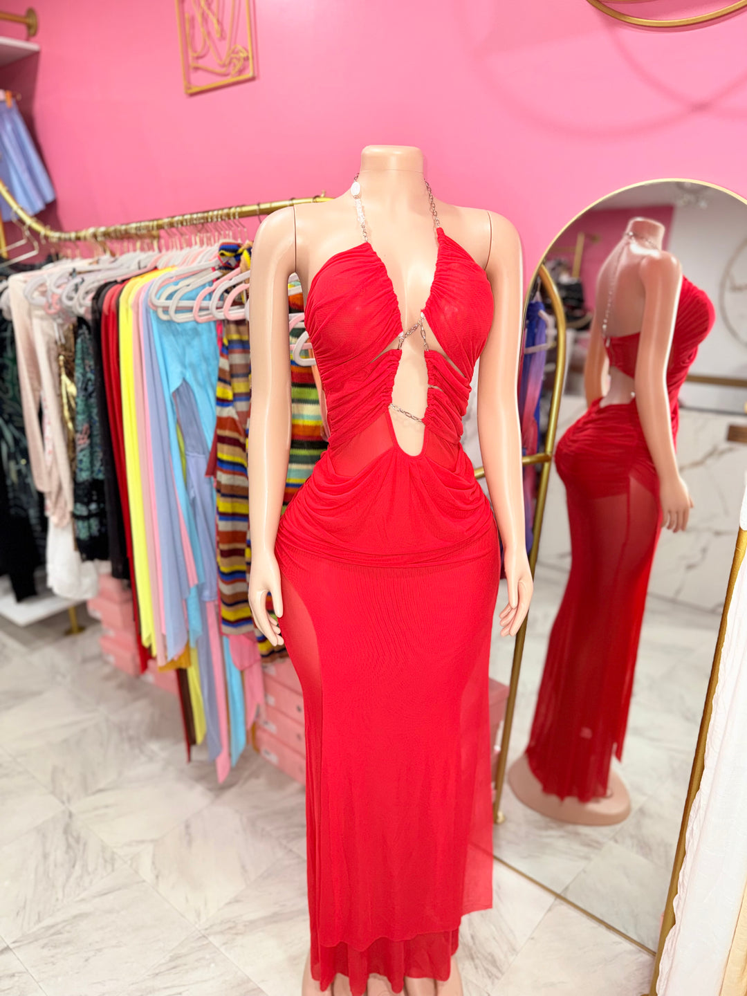 Lina Mesh Maxi Dress