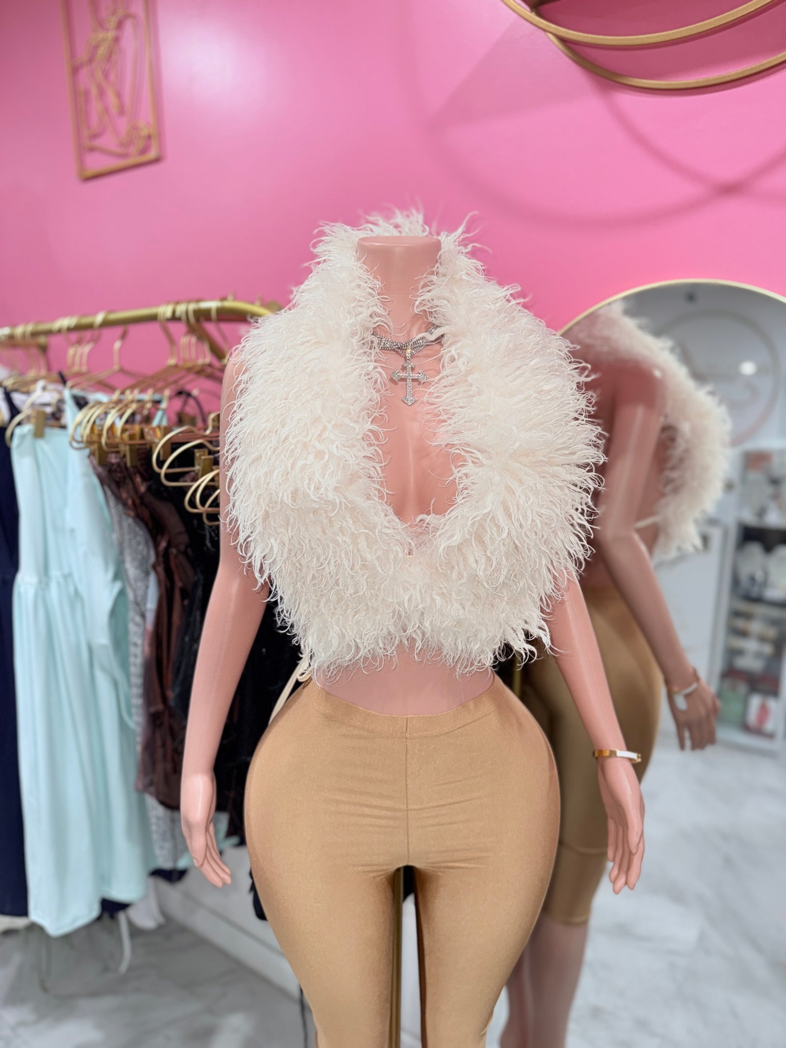 Cropped Mongolian Fur Top