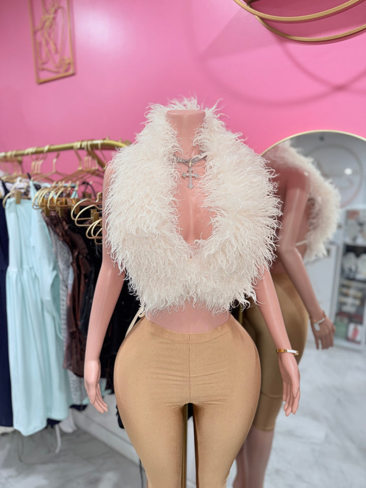 Cropped Mongolian Fur Top