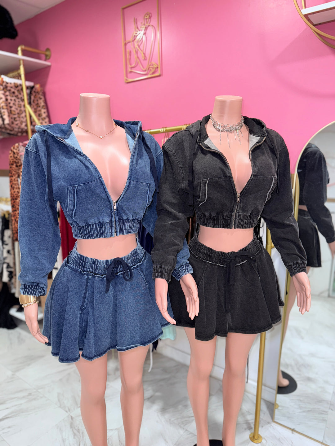 Cropped Hoodie Skirt Set