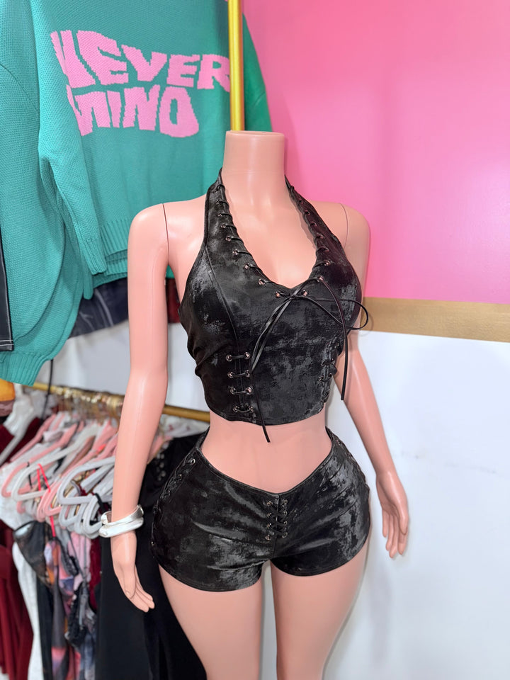 Velvet Halter Short set