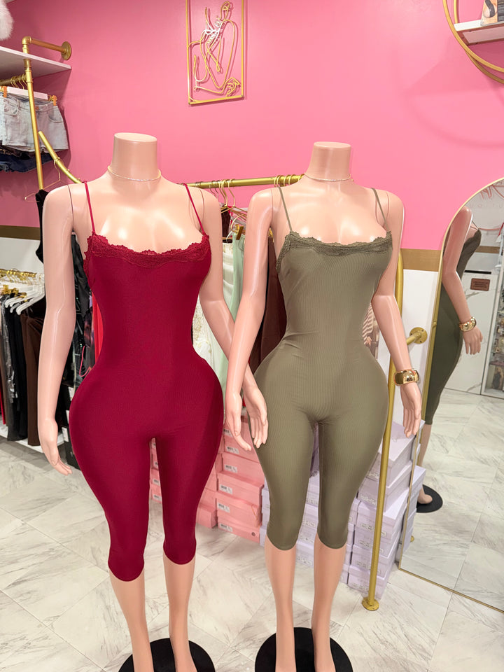 Lace Trim Capri Jumpsuit