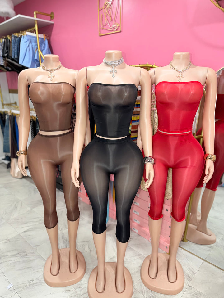 Nude Bodystocking Capri Set