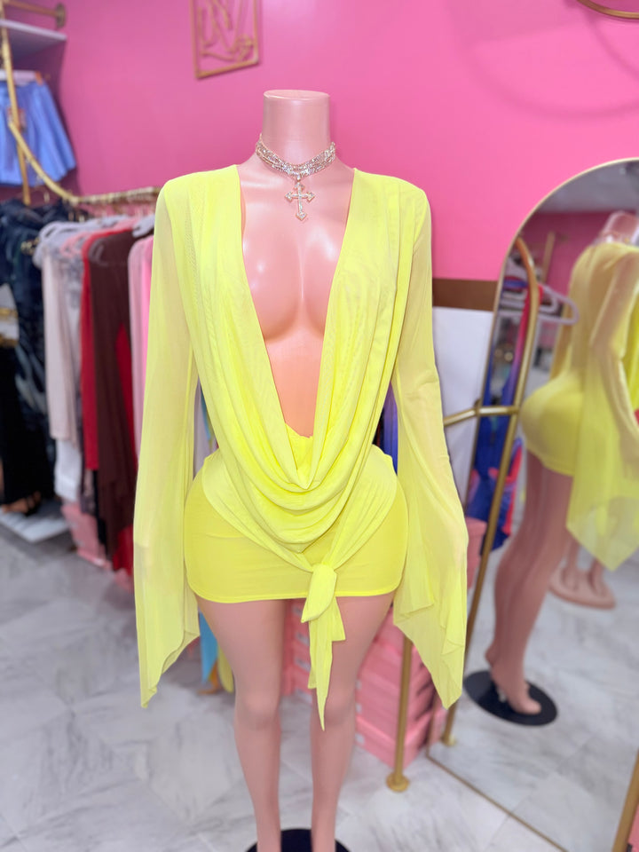 Aneli Mesh Cowl Dress