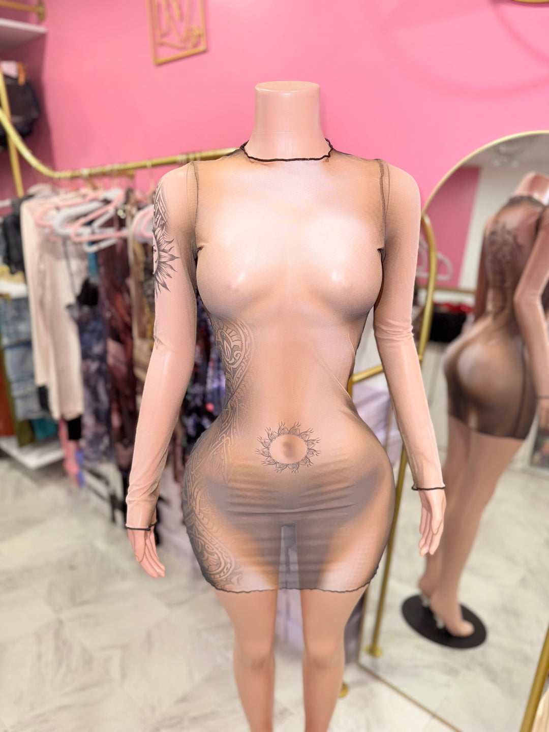 Mystique Long Sleeve Mesh Dress