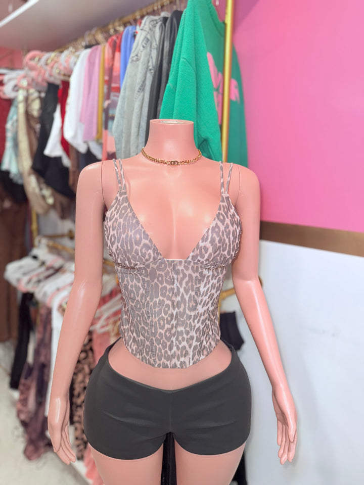 Kitti Mesh Print Bustier Top