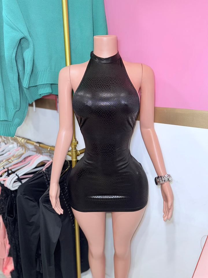 Cobra Leather Mini Dress