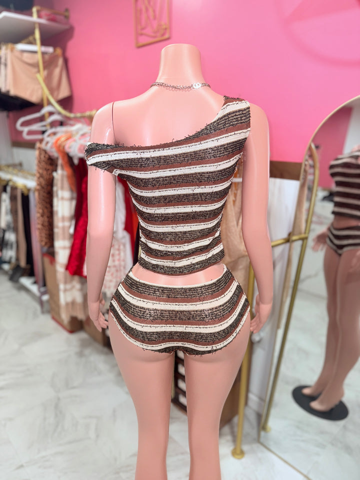 Distressed Knit Short Set