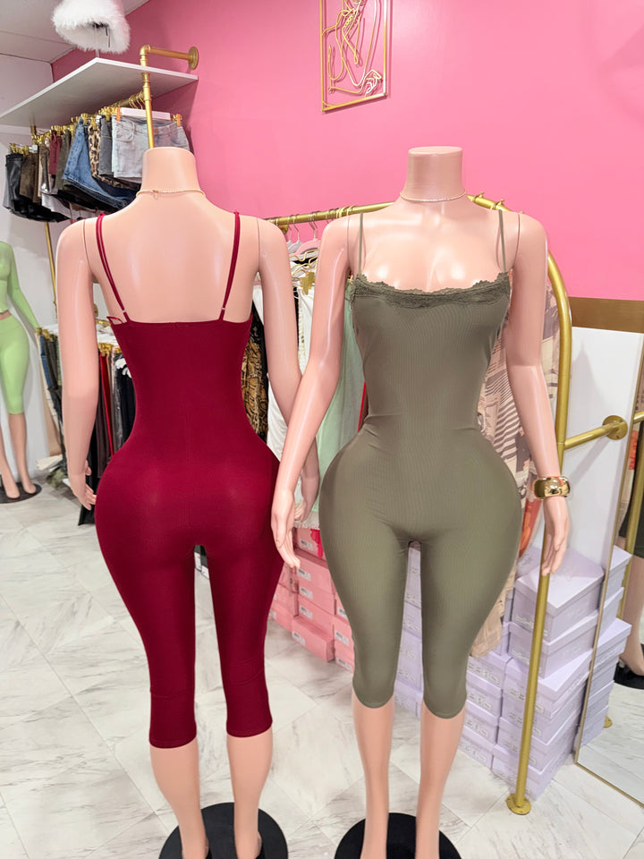 Lace Trim Capri Jumpsuit