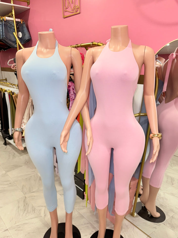 Open Back Halter Jumpsuit