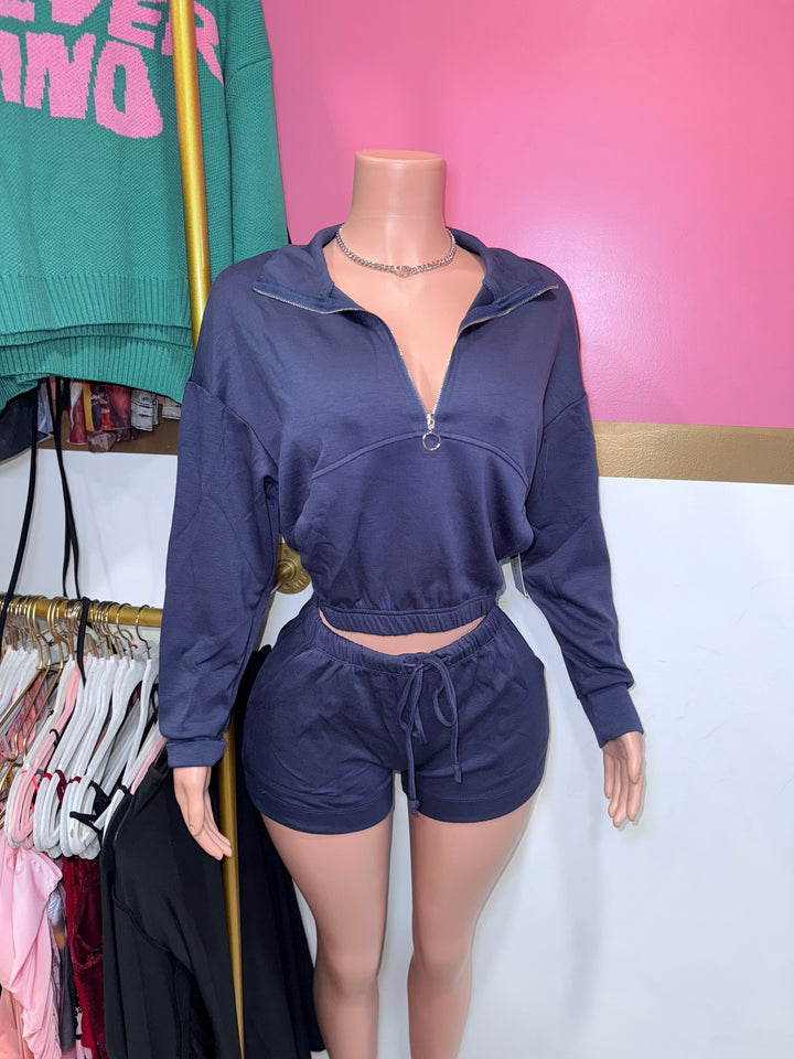 Navy Track Short Set