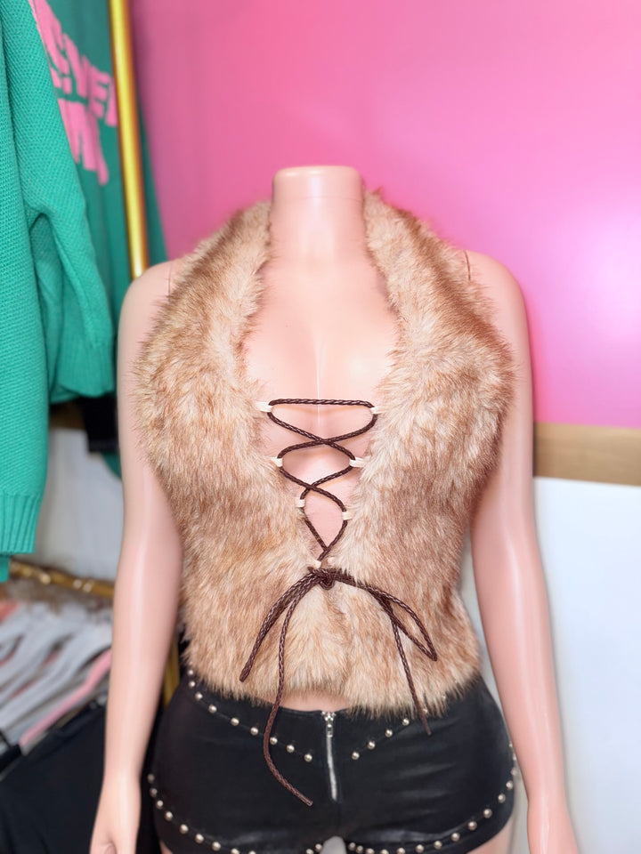 Faux Fur Halter Top