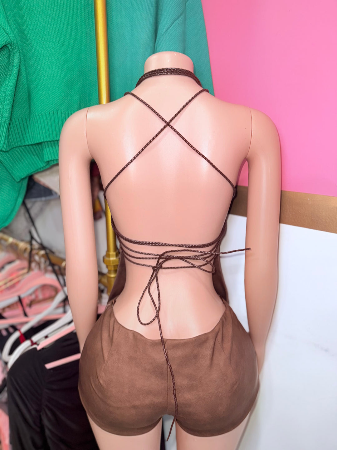 Leather Studded Halter Top