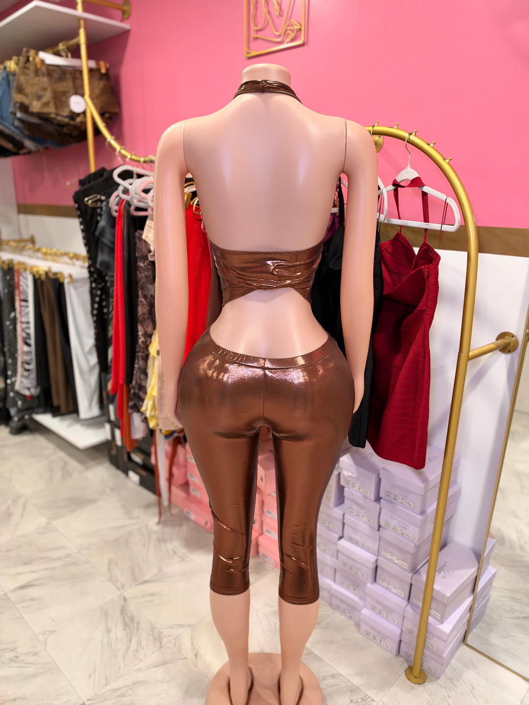 Nixi Metallic Capri Set