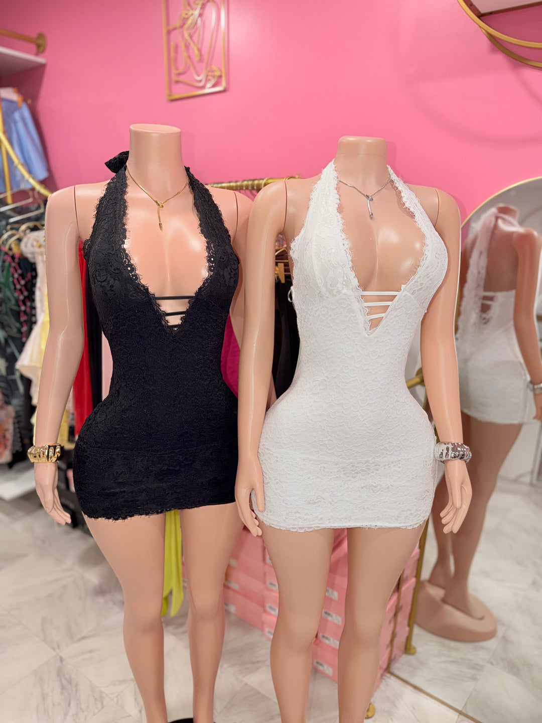Isla Lace Halter Mini Dress