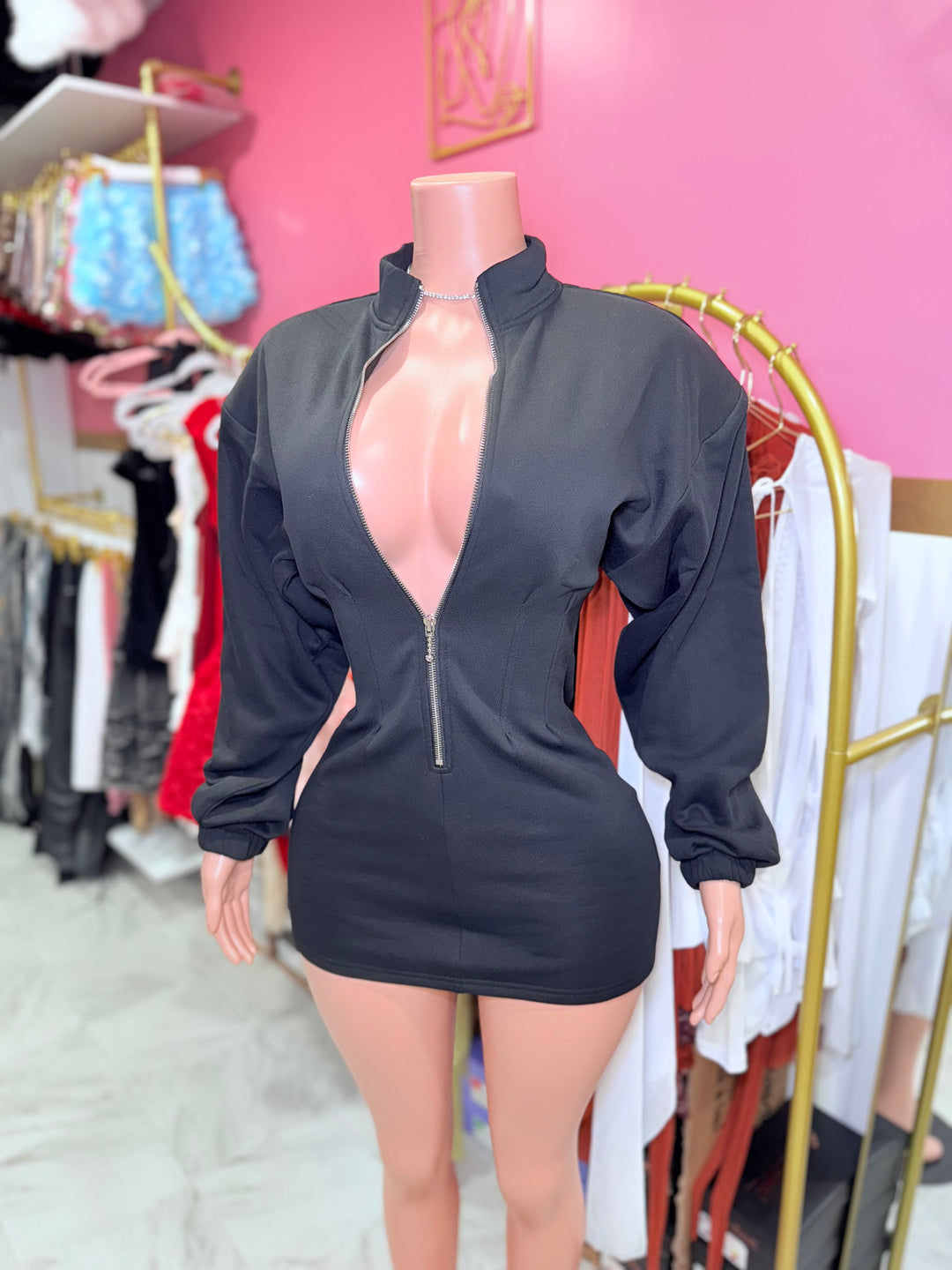 Fleece Cinched Waist Dress