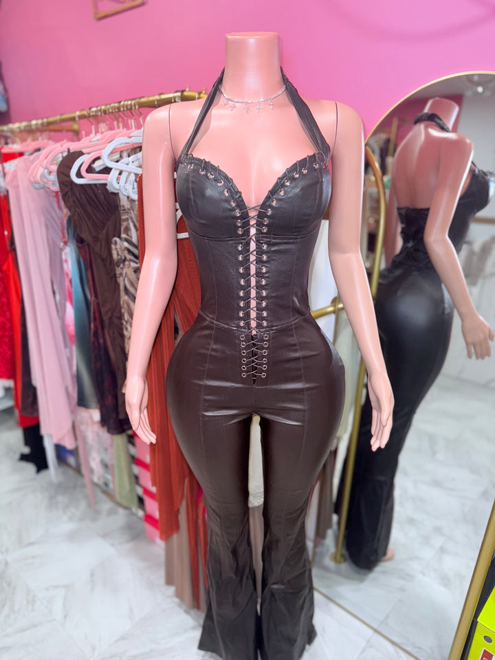Leather Corset Jumpsuit