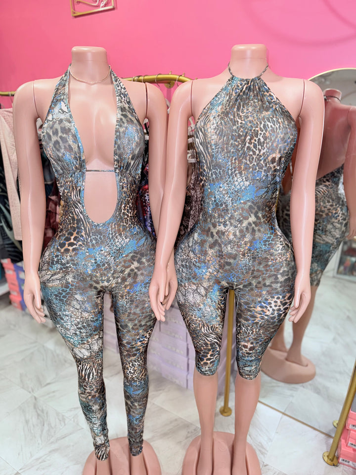 Azure Animal Print Jumpsuit